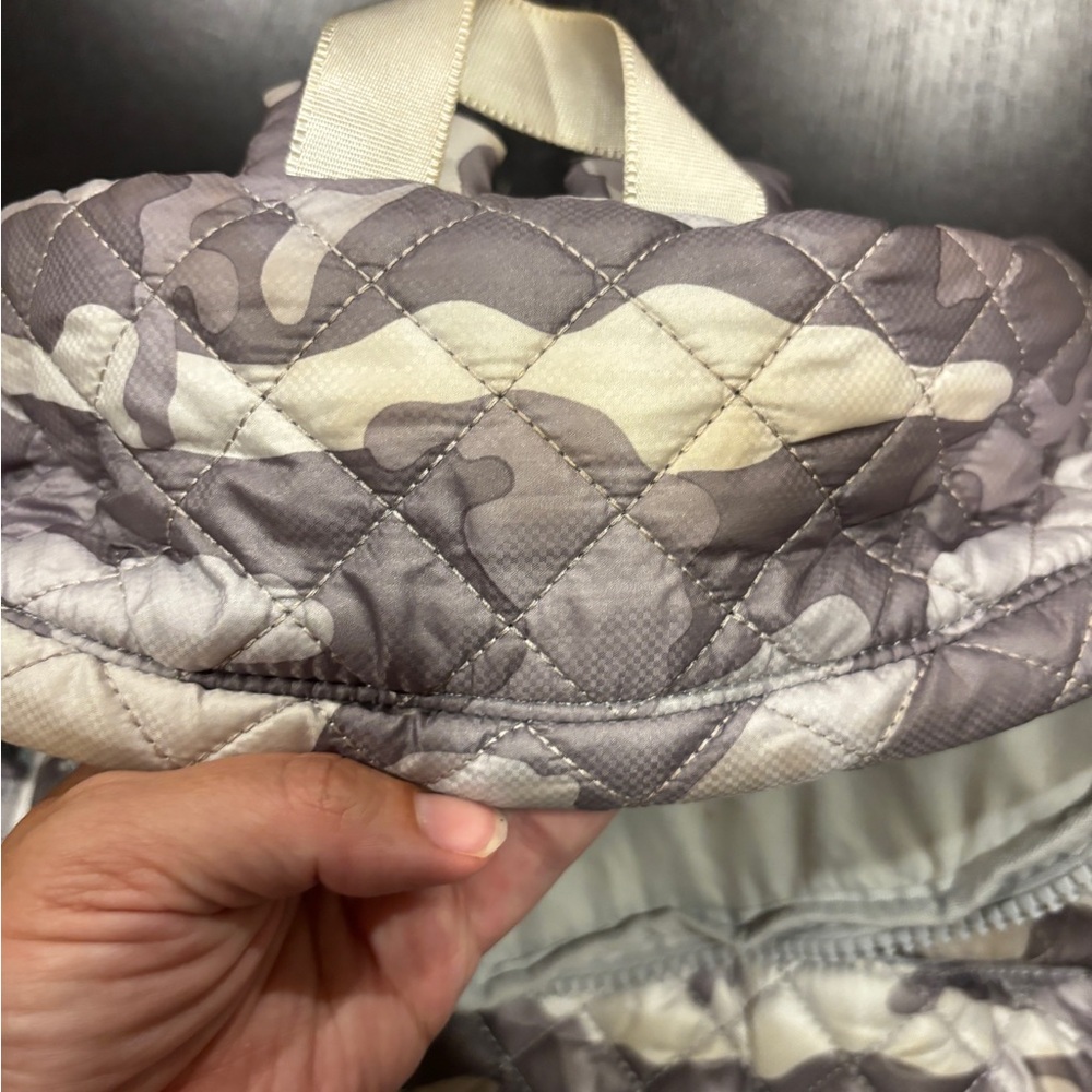 MZ Wallace Quilted Camouflage Backpack - Gray and Cream - Picture 3 of 6